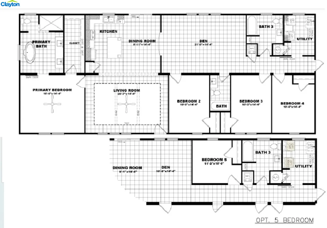Atlas — Floor plan with optional fifth bedroom